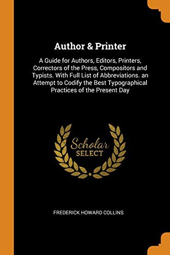 Cover for Author & Printer