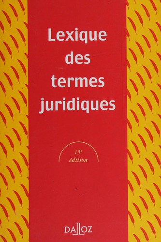 Cover for Lexique des termes juridiques