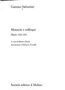Cover for Memorie E Soliloqui