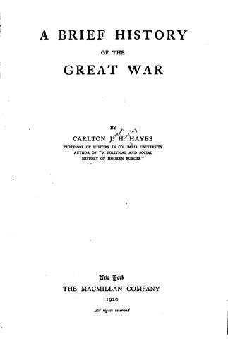 Cover for A brief history of the great war