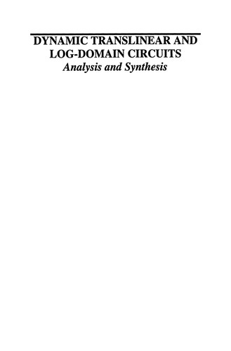 Cover for Dynamic Translinear and Log-Domain Circuits