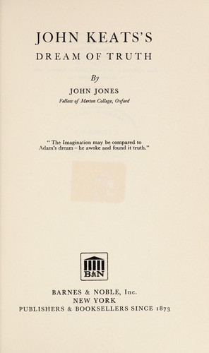Cover for John Keats's dream of truth