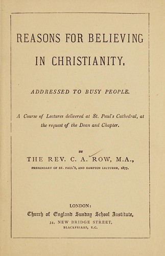 Cover for Reasons for believing in Christianity