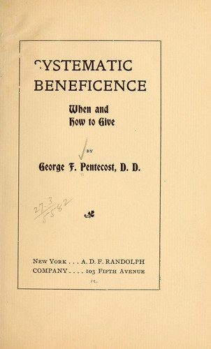 Cover for Systematic beneficence