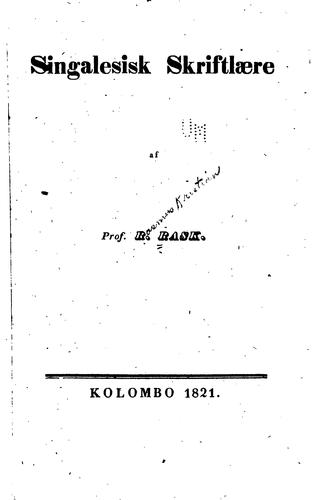 Cover for Singalesisk skriftlære