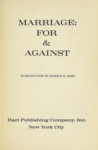 Cover for Marriage: for & against.