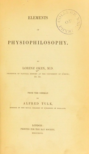 Cover for Elements of physiophilosophy
