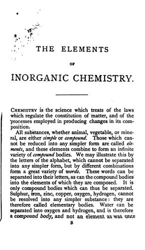 Cover for The elements of inorganic chemistry, revised and corrected by G. Jarmain