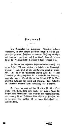 Cover for Johann Beckmann: Begründer der technologischen Wissenschaft. Vortrag ...