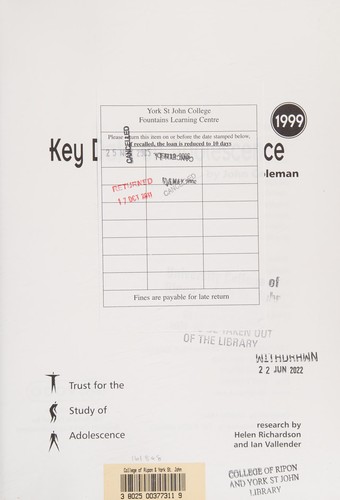 Cover for Key Data on Adolescence