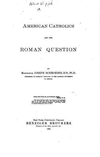Cover for American Catholics and the Roman Question