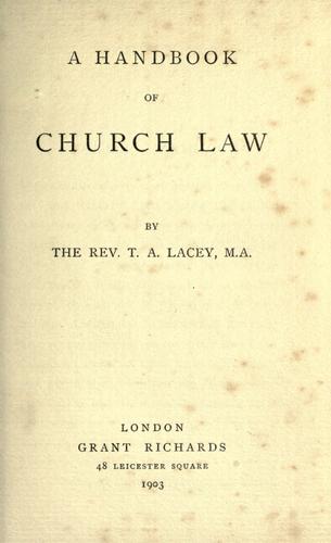 Cover for A handbook of church law