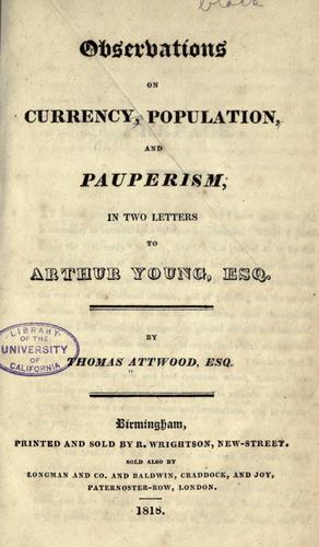 Cover for Observations on currency, population, and pauperism