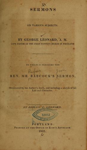 Cover for Sermons on various subjects...to which is prefixed the Rev. Mr. Rufus Babcock's [Jun] sermons...