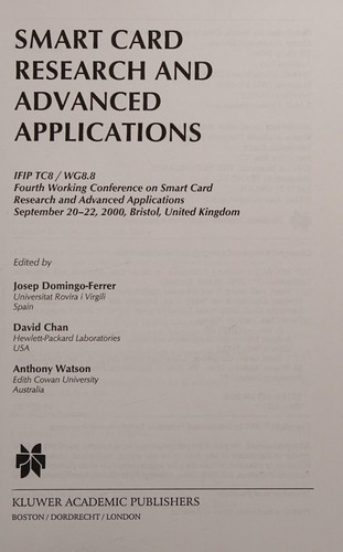 Cover for Smart card research and advanced applications