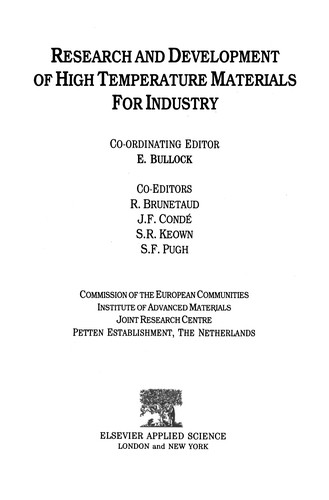 Cover for Research and Development of High Temperature Materials for Industry