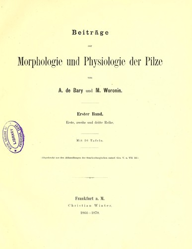 Cover for Beitrage zur Morphologie und Physiologie der Pilze