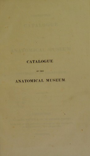 Cover for Descriptive catalogue of the Anatomical Museum of the University of Edinburgh