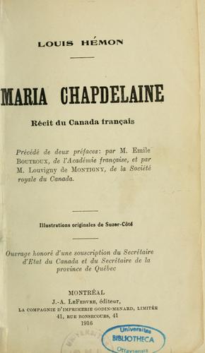 Cover for Maria Chapdelaine