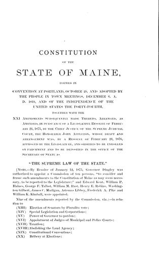 Cover for Constitution of the state of Maine