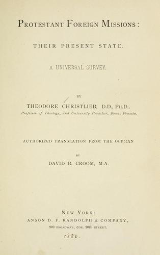 Cover for Protestant foreign missions