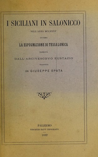 Cover for I siciliani in Salonicco nell'anno MCLXXXV