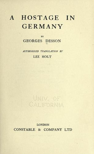 Cover for A hostage in Germany.