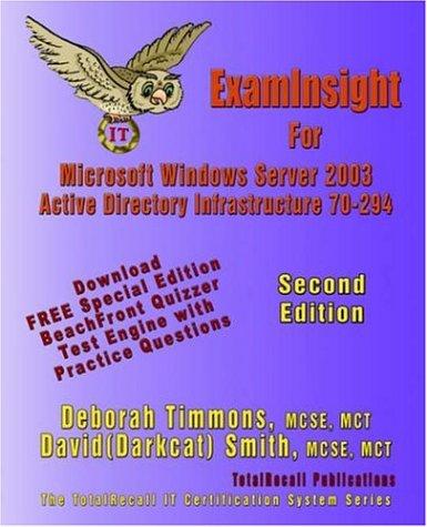 Cover for ExamInsight For MCP/MCSE Exam 70-294 Windows Server 2003 Certification
