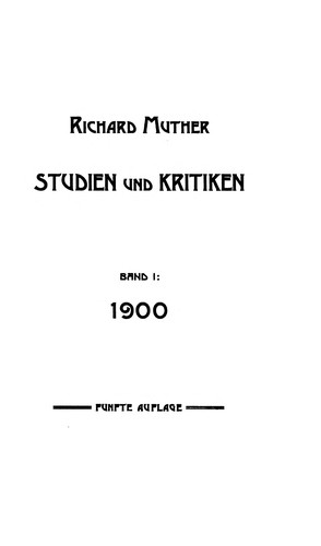 Cover for Studien und kritiken.
