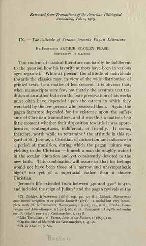 Cover for The attitude of Jerome towards pagan literature