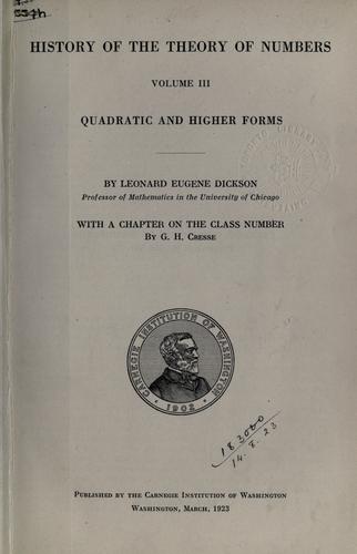 Cover for History of the theory of numbers.