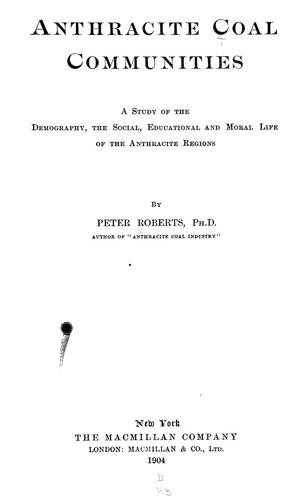 Cover for Anthracite coal communities
