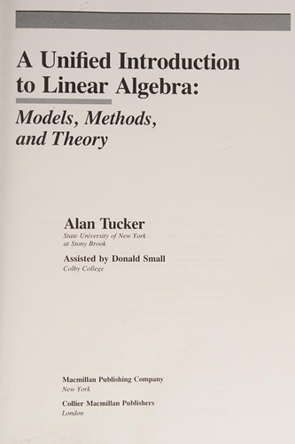Cover for A unified introduction to linear algebra