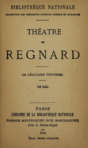 Cover for Theatre de Regnard