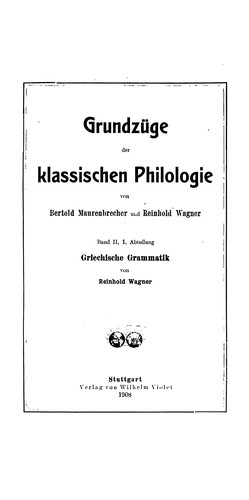 Cover for Grundzüge der klassischen Philologie