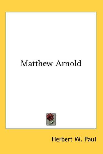 Cover for Matthew Arnold