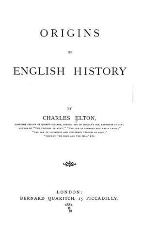 Cover for Origins of English history
