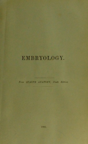 Cover for Embryology