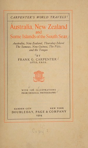 Cover for Australia, New Zealand and some islands of the South seas
