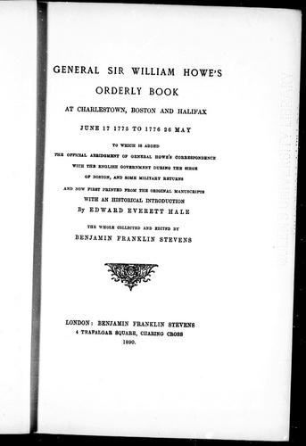 Cover for General Sir William Howe's orderly book at Charleston, Boston and Halifax, June 17, 1775 to 1776, 26 May