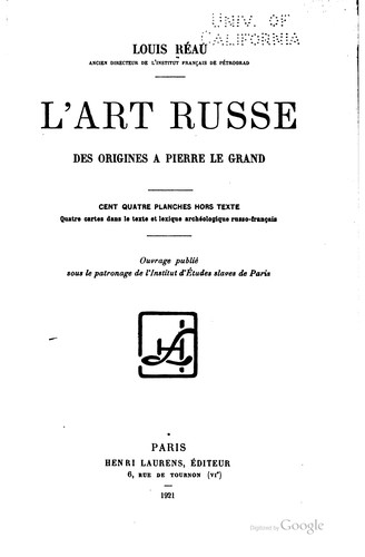 Cover for L' art russe des origines à Pierre le Grand.