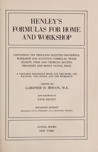 Cover for Henley's formulas for home and workshop