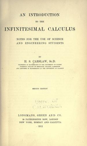 Cover for An introduction to the infinitesimal calculus