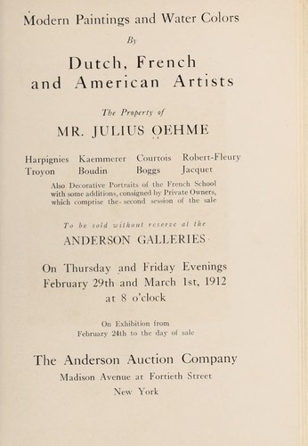 Cover for Modern paintings and water colors by Dutch, French, and American artists