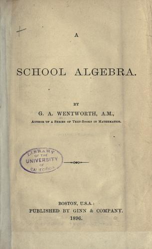 Cover for A school algebra