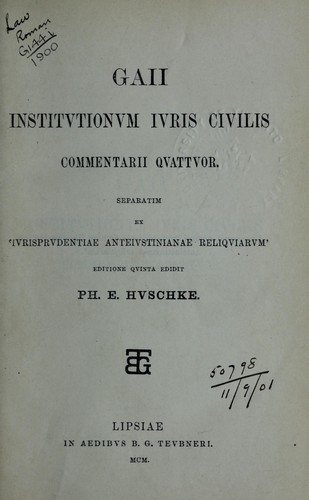Cover for Institutionum juris civilis commentarii quattuor