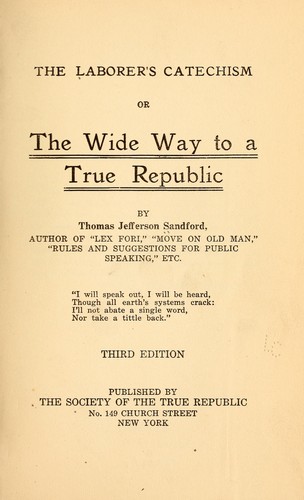 Cover for The laborer's catechism
