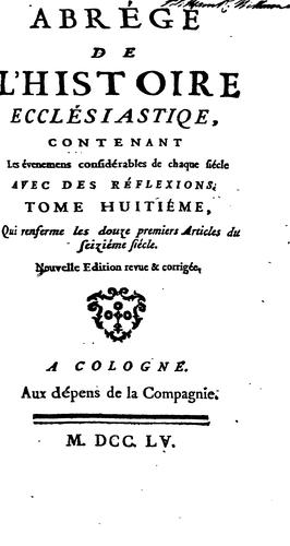 Cover for Abrege de l'histoire ecclesiastique