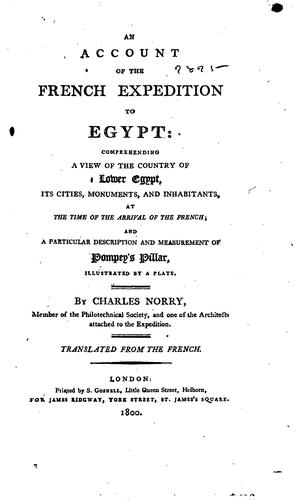 Cover for An account of the French expedition to Egypt