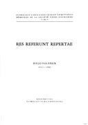 Cover for Res referunt repertae